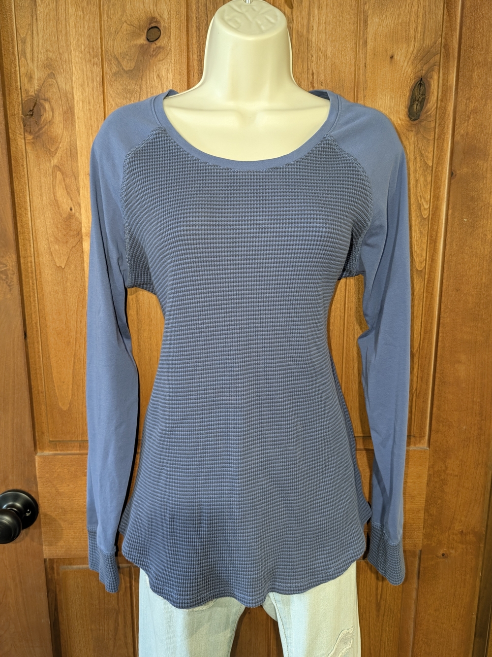 Women's Long-Sleeve Waffle Tee in Slate Blue